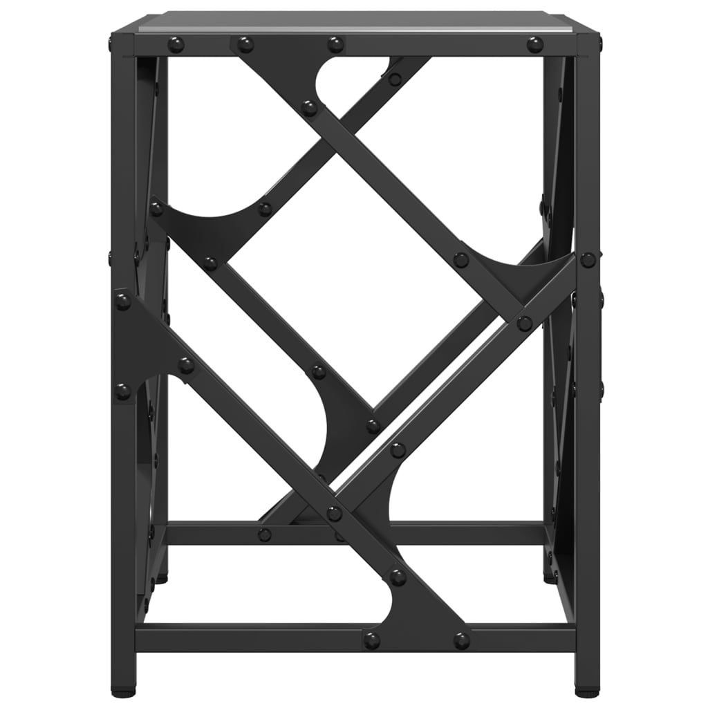 Table basse avec plateau en verre noir 30x30x41 cm en acier
