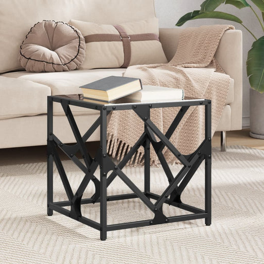 Table basse avec plateau en verre noir 40x40x41 cm en acier