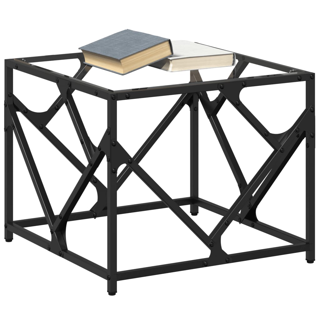 Table basse avec plateau en verre transparent 50x50x41 cm en acier