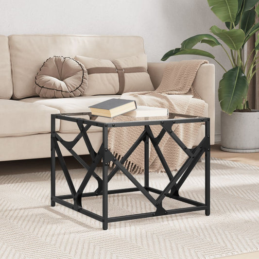 Table basse avec plateau en verre transparent 50x50x41 cm en acier