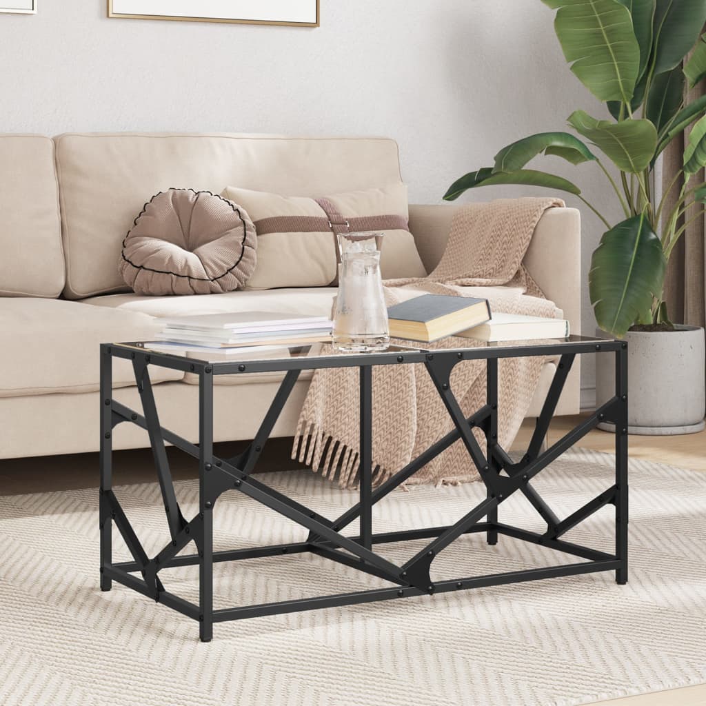Table basse avec plateau en verre transparent 78,5x40x41 cm en acier
