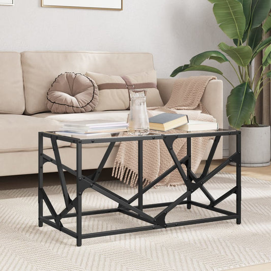 Table basse avec plateau en verre transparent 78,5x40x41 cm en acier