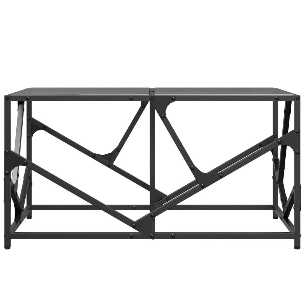 Table basse avec plateau en verre noir 78,5x40x41 cm acier