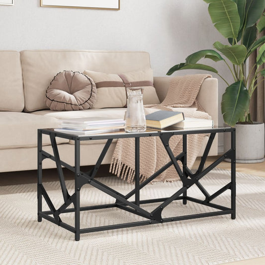 Table basse avec plateau en verre noir 78,5x40x41 cm acier