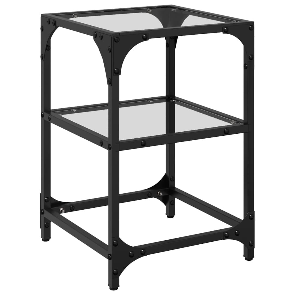 Table basse avec plateau en verre transparent 30x30x45 cm en acier