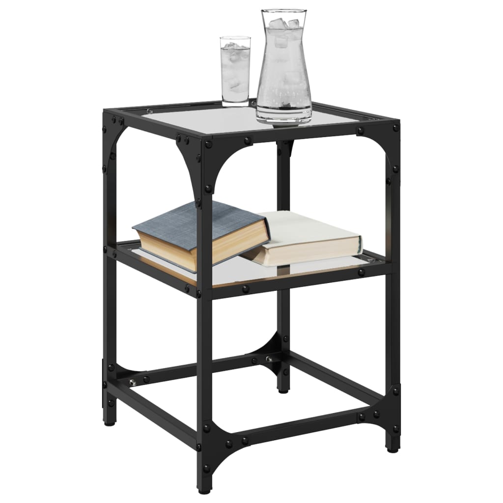 Table basse avec plateau en verre transparent 30x30x45 cm en acier