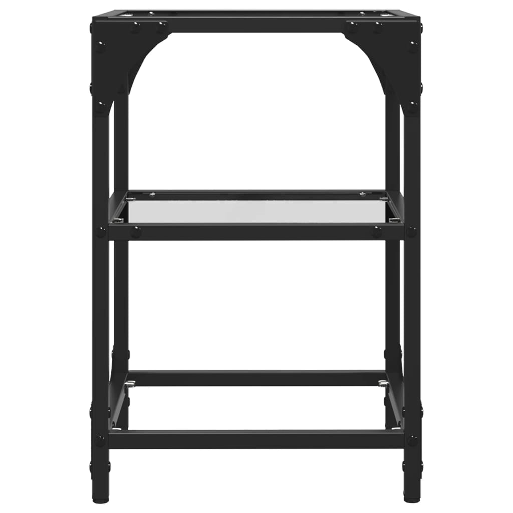 Table basse avec plateau en verre transparent 30x30x45 cm en acier