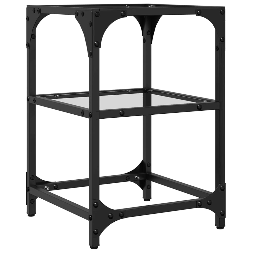 Table basse avec plateau en verre transparent 30x30x45 cm en acier