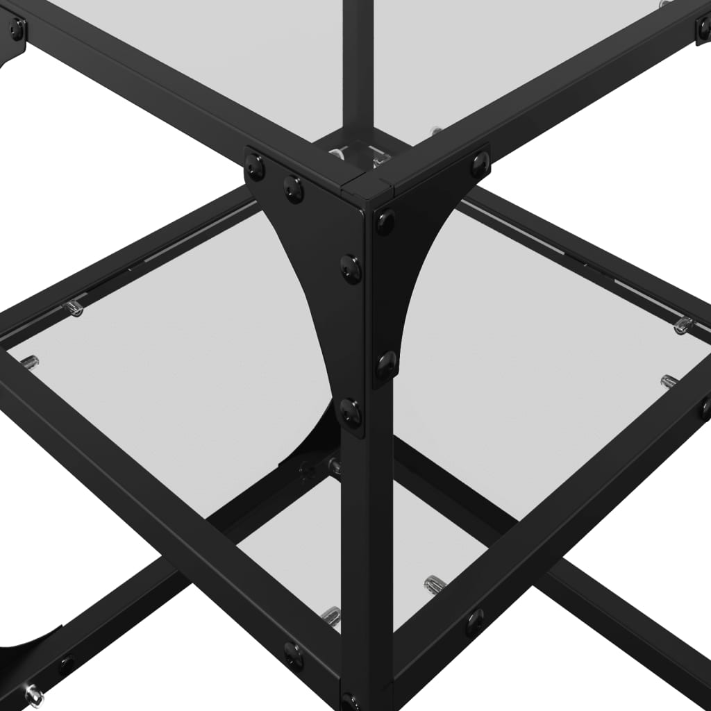 Table basse avec plateau en verre transparent 30x30x45 cm en acier