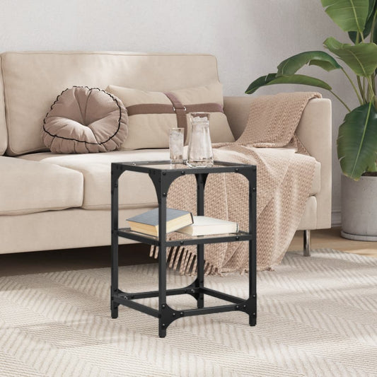 Table basse avec plateau en verre transparent 30x30x45 cm en acier