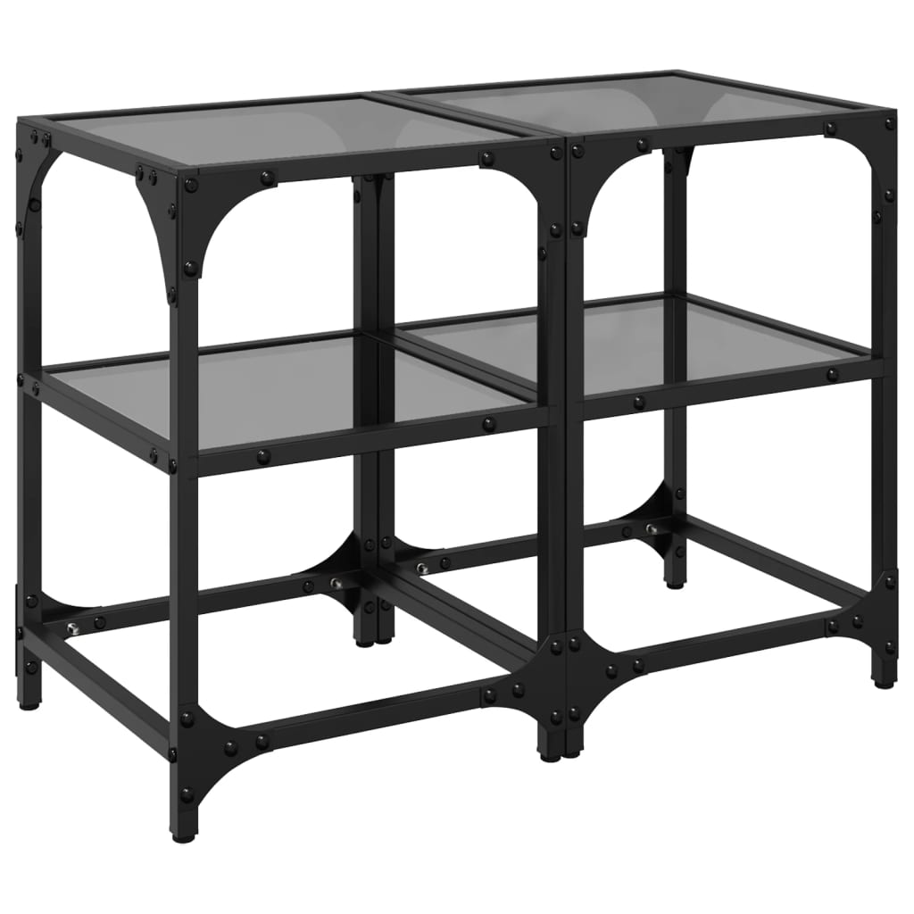 Tables basses avec plateau en verre 2 pcs. Acier noir 30x30x45 cm