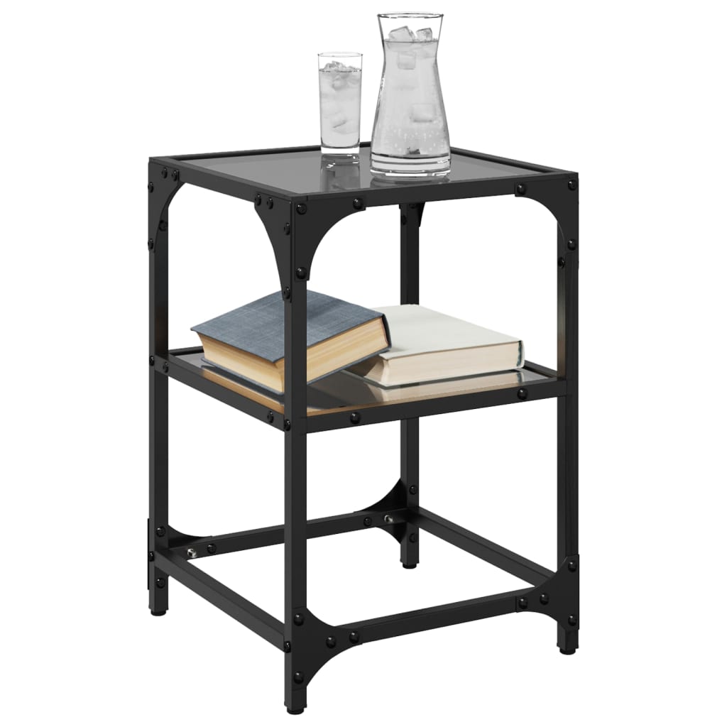 Tables basses avec plateau en verre 2 pcs. Acier noir 30x30x45 cm