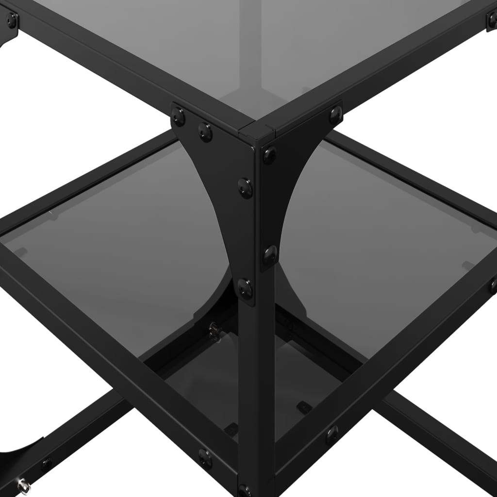 Tables basses avec plateau en verre 2 pcs. Acier noir 30x30x45 cm