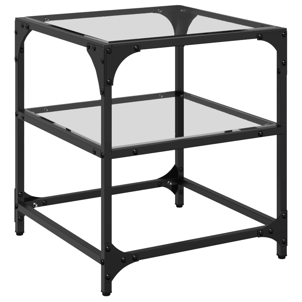 Table basse avec plateau en verre transparent 40x40x45 cm en acier