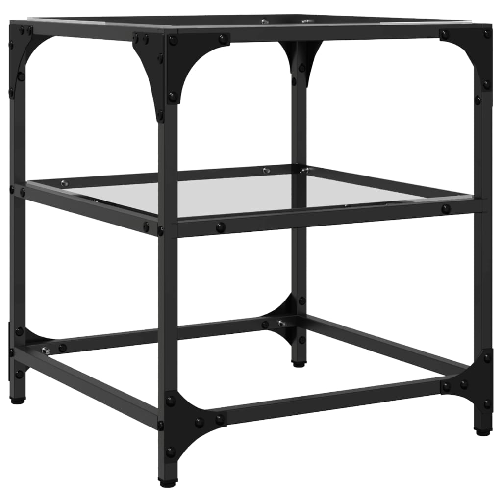 Table basse avec plateau en verre transparent 40x40x45 cm en acier