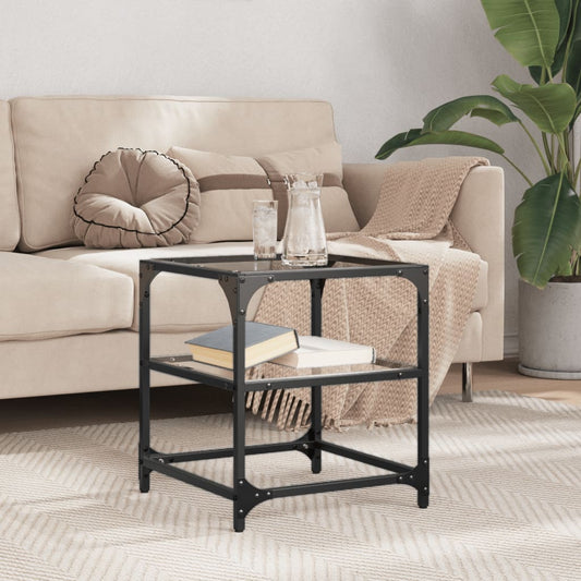 Table basse avec plateau en verre transparent 40x40x45 cm en acier