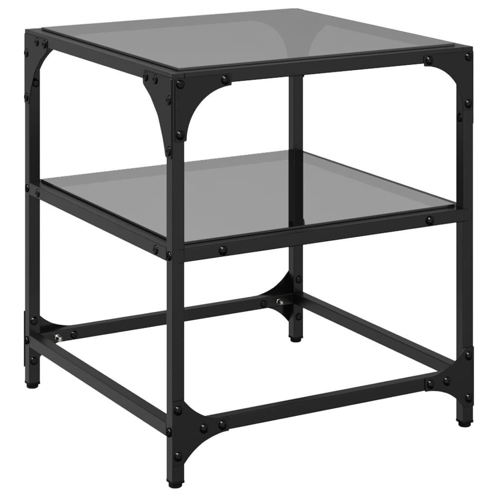 Tables basses avec plateaux en verre 2 pcs. Acier noir 40x40x45 cm