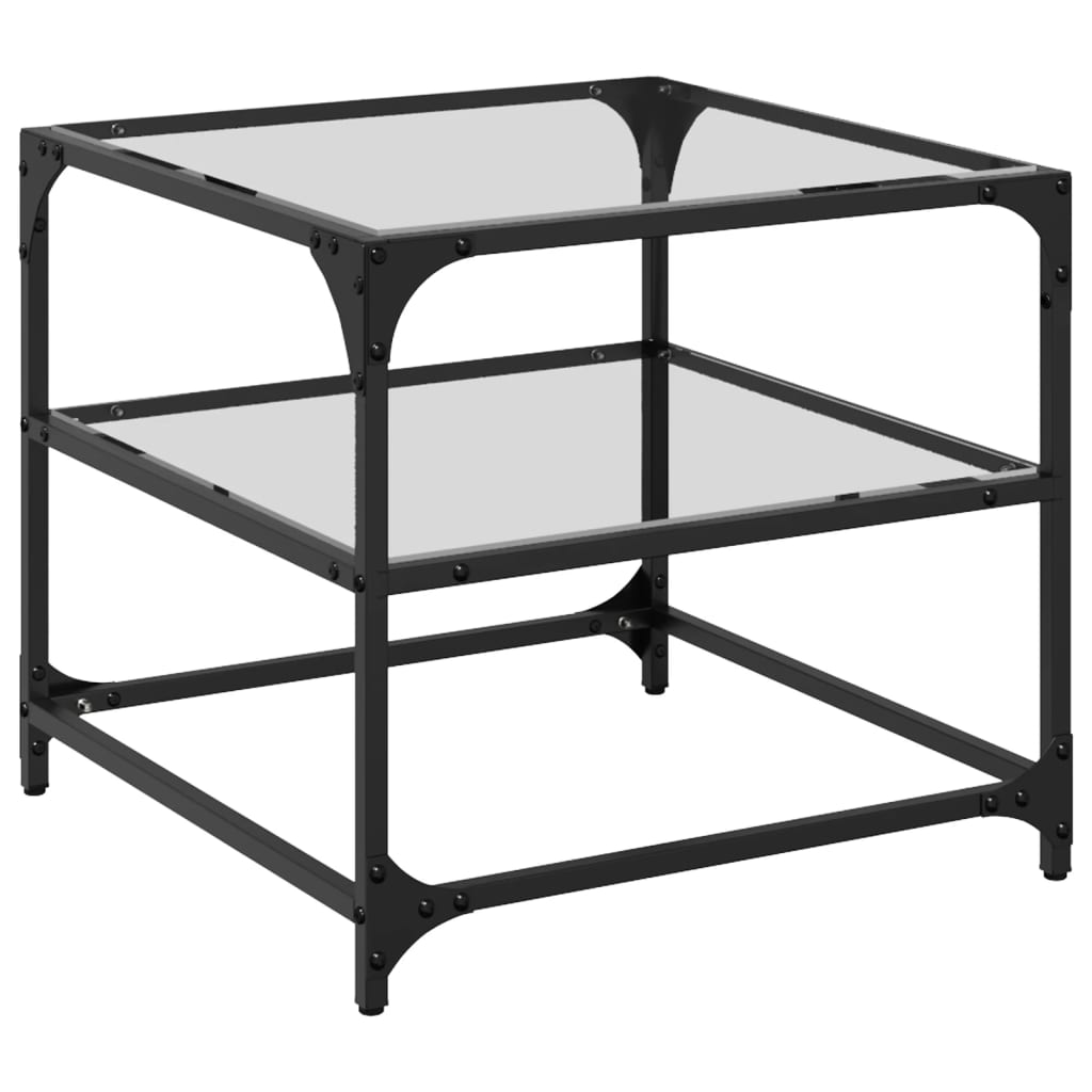 Table basse avec plateau en verre transparent 50x50x45 cm en acier