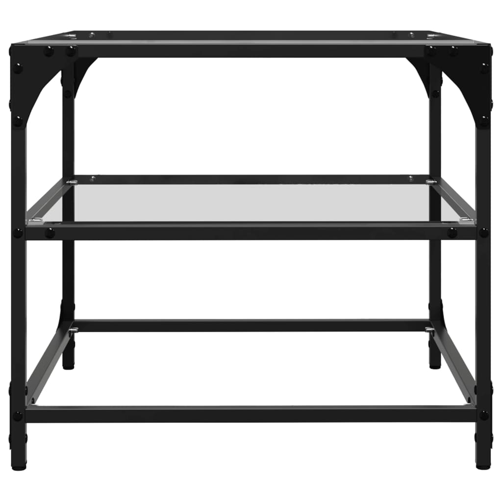 Table basse avec plateau en verre transparent 50x50x45 cm en acier