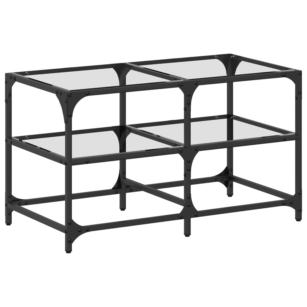 Table basse avec plateau en verre transparent 78,5x40x45 cm en acier