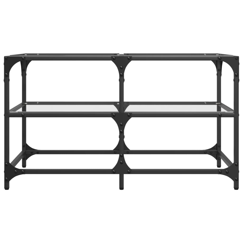 Table basse avec plateau en verre transparent 78,5x40x45 cm en acier