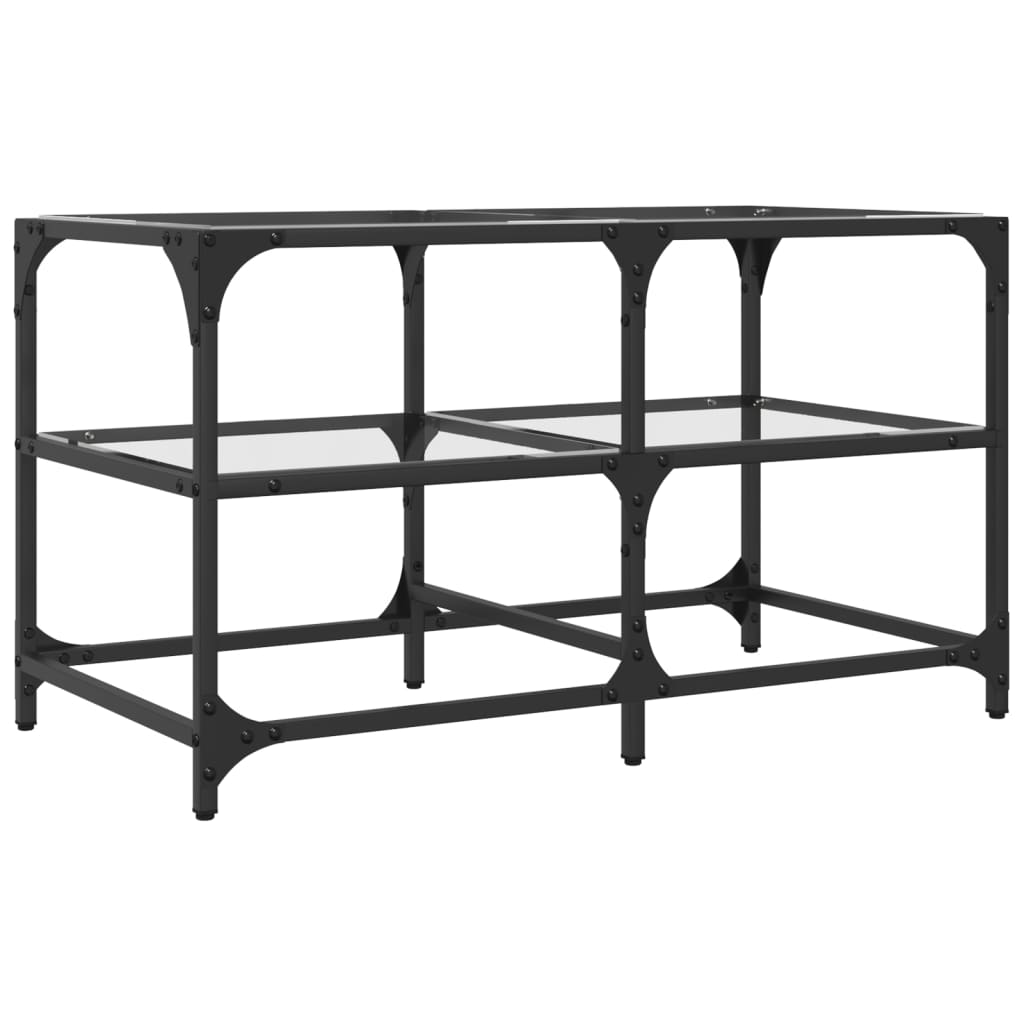 Table basse avec plateau en verre transparent 78,5x40x45 cm en acier
