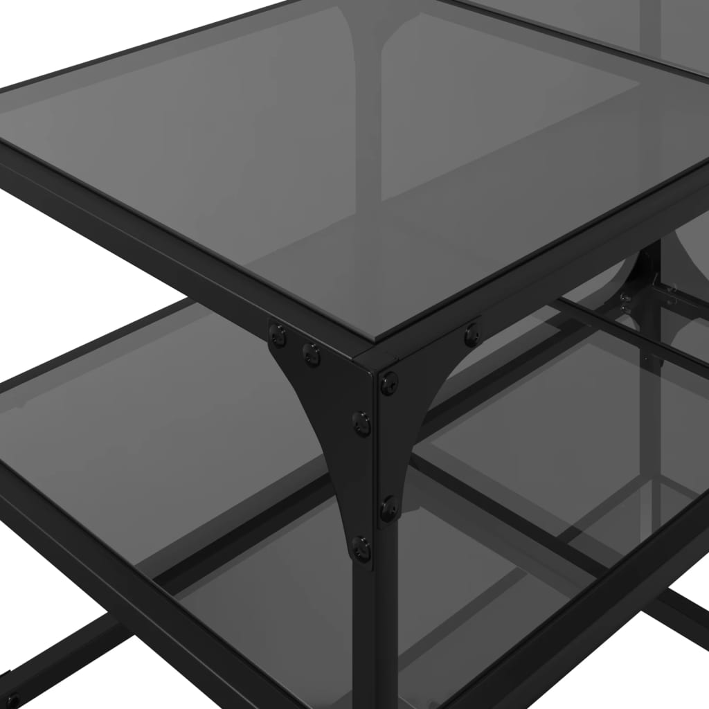 Table basse avec plateau en verre noir 78,5x40x45 cm acier