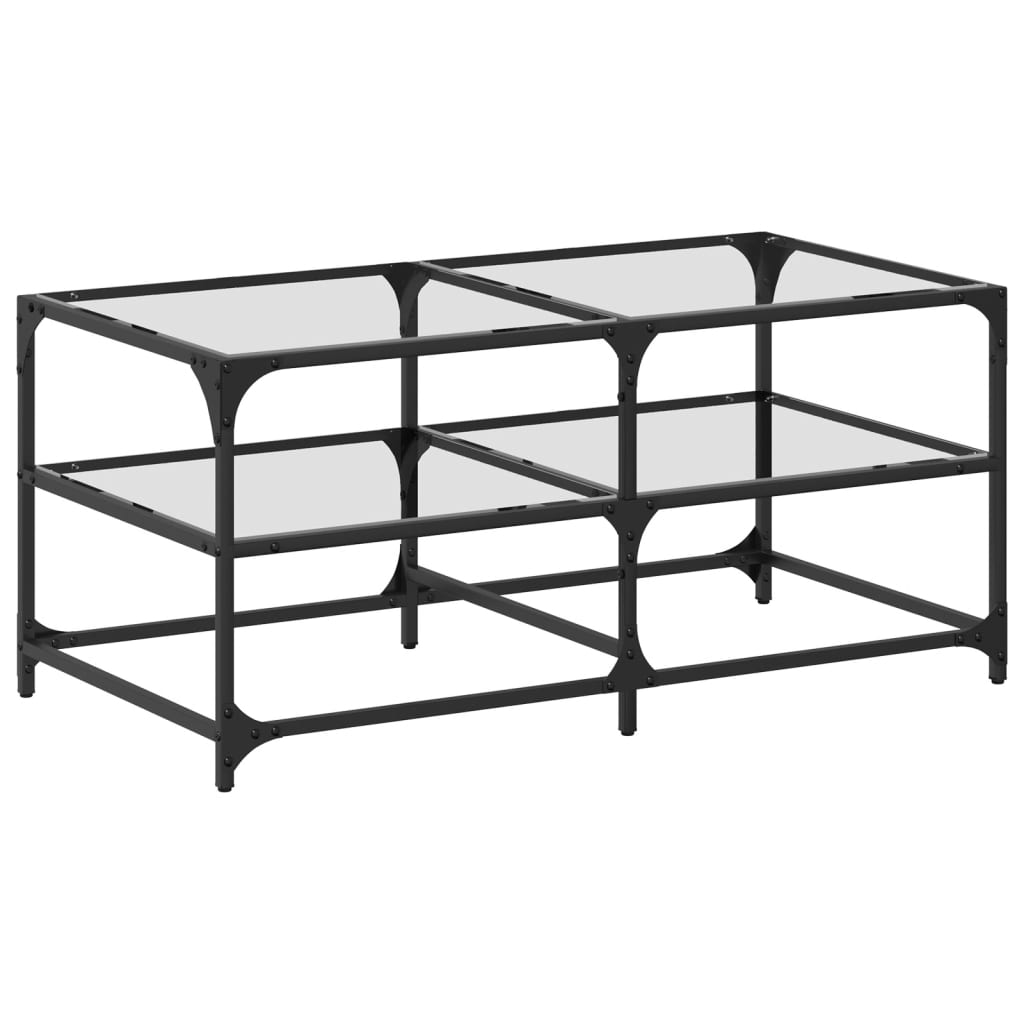 Table basse avec plateau en verre transparent 98,5x50x45 cm en acier