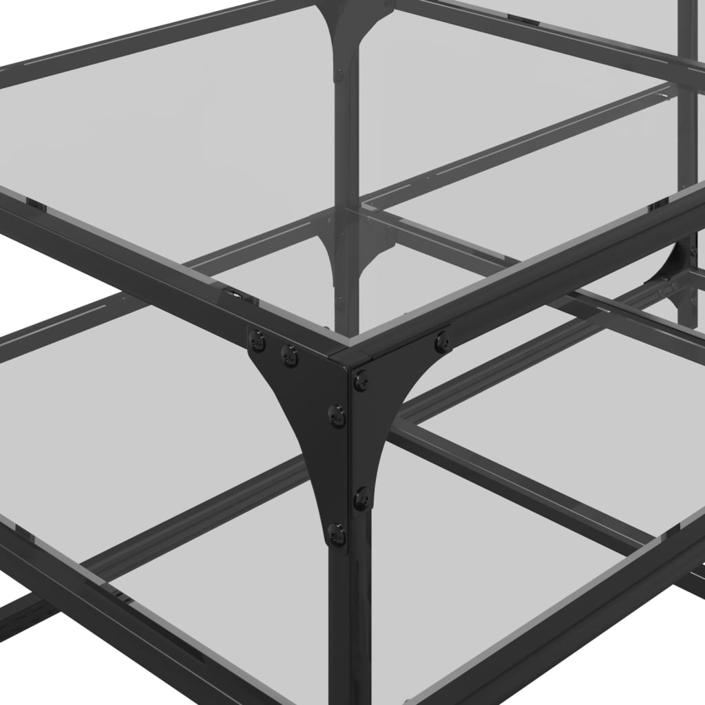 Table basse avec plateau en verre transparent 98,5x50x45 cm en acier