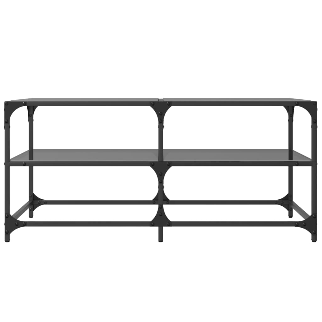 Table basse avec plateau en verre noir 98,5x50x45 cm acier