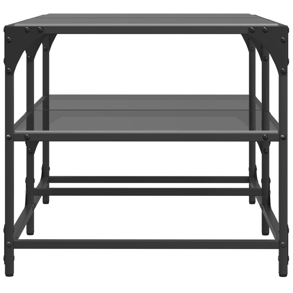 Table basse avec plateau en verre noir 98,5x50x45 cm acier