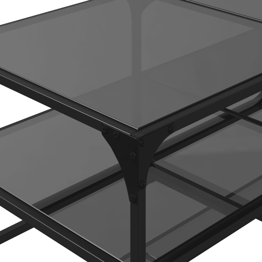 Table basse avec plateau en verre noir 98,5x50x45 cm acier
