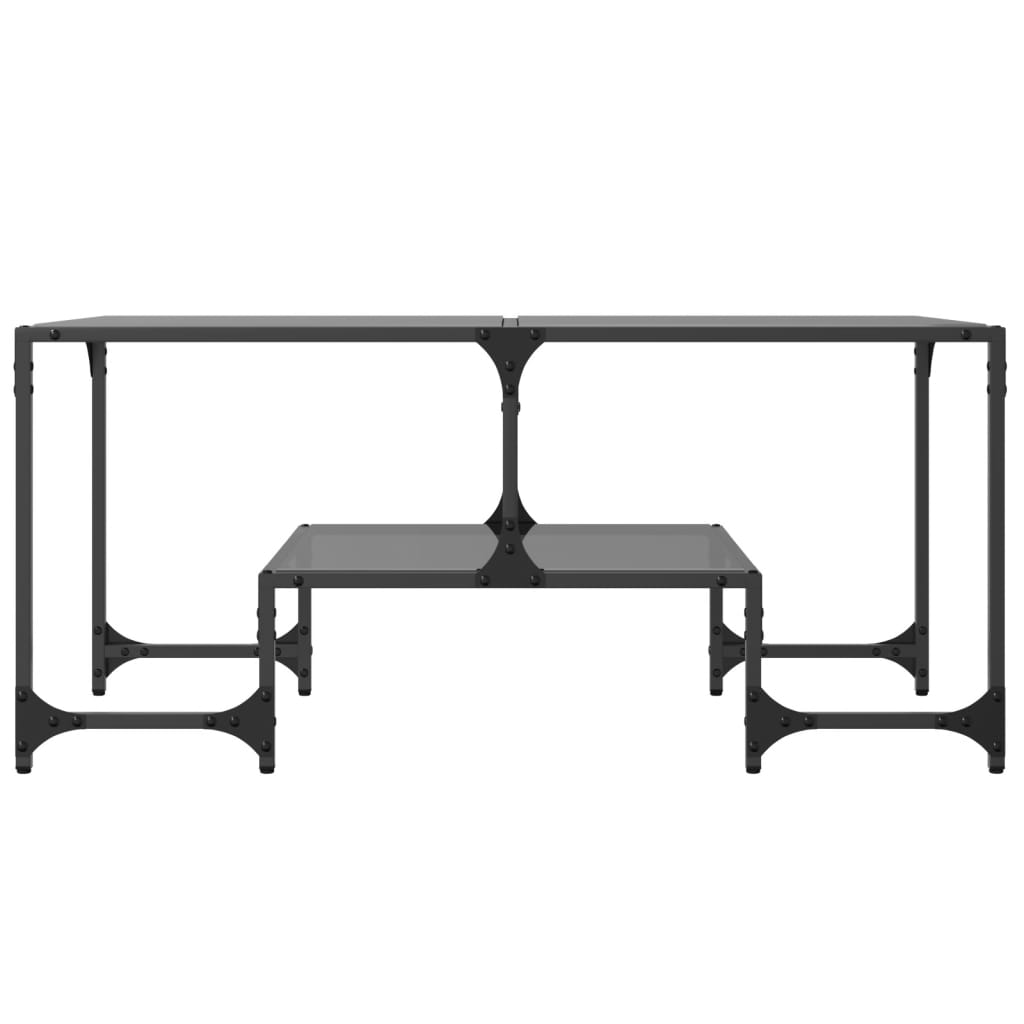 Table basse avec plateau en verre noir 98,5x50x45 cm acier