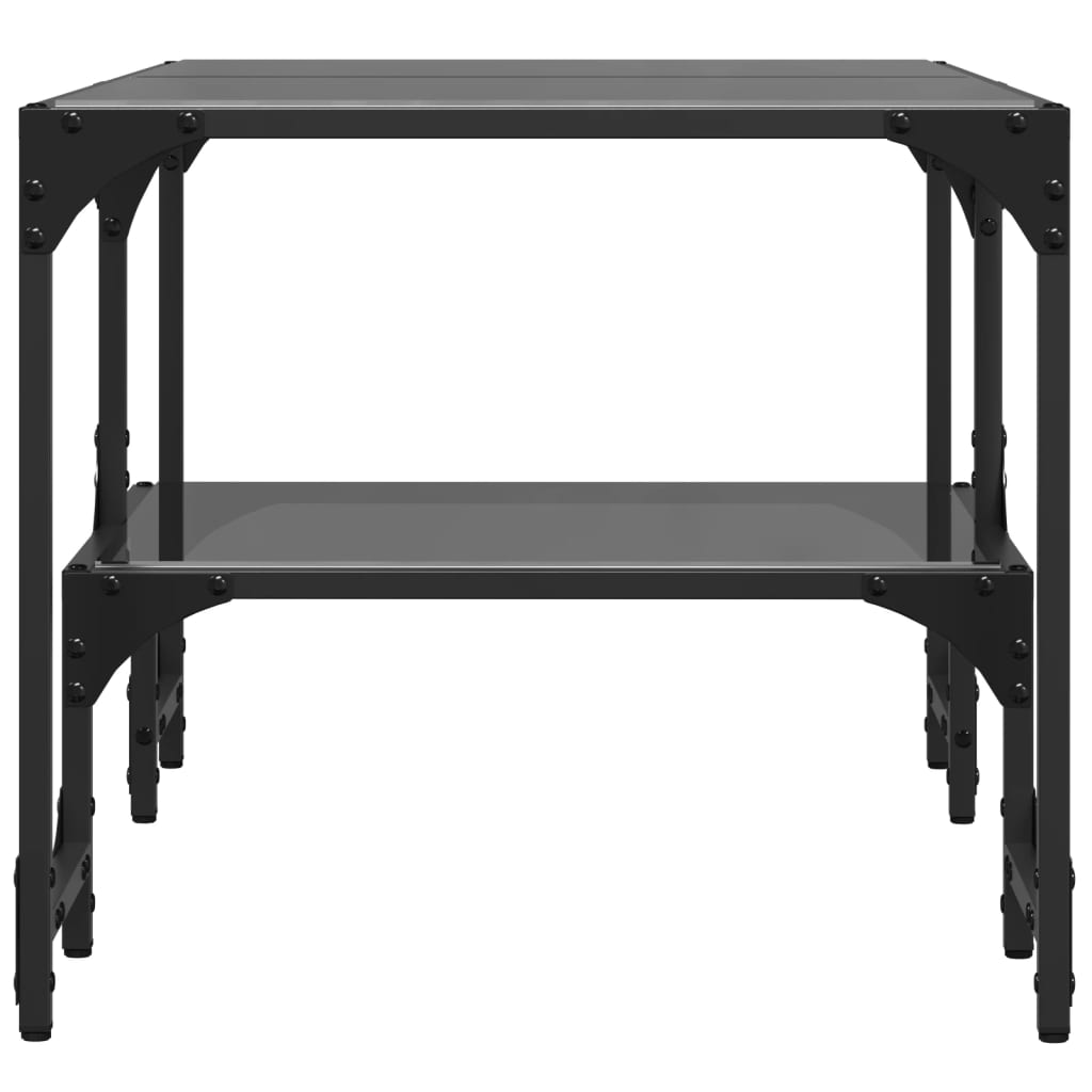 Table basse avec plateau en verre noir 98,5x50x45 cm acier
