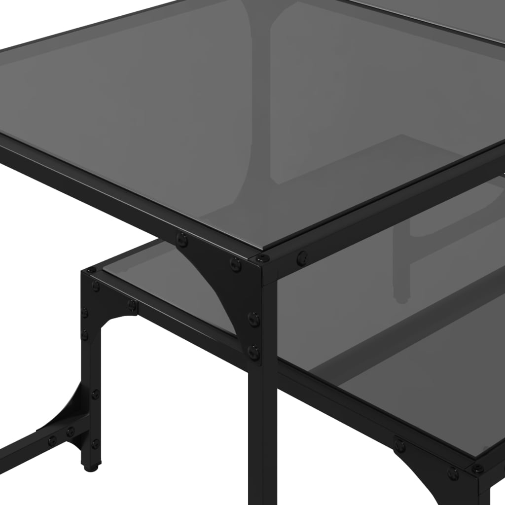 Table basse avec plateau en verre noir 98,5x50x45 cm acier