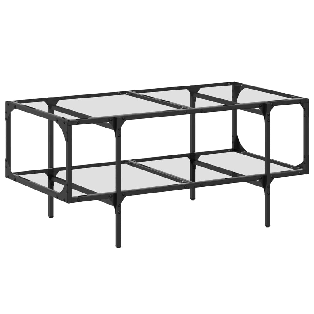 Table basse avec plateau en verre transparent 98,5x50x45 cm en acier