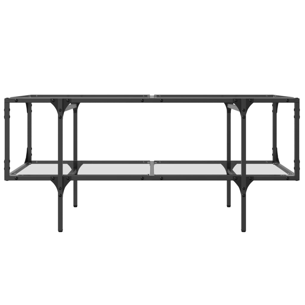 Table basse avec plateau en verre transparent 98,5x50x45 cm en acier