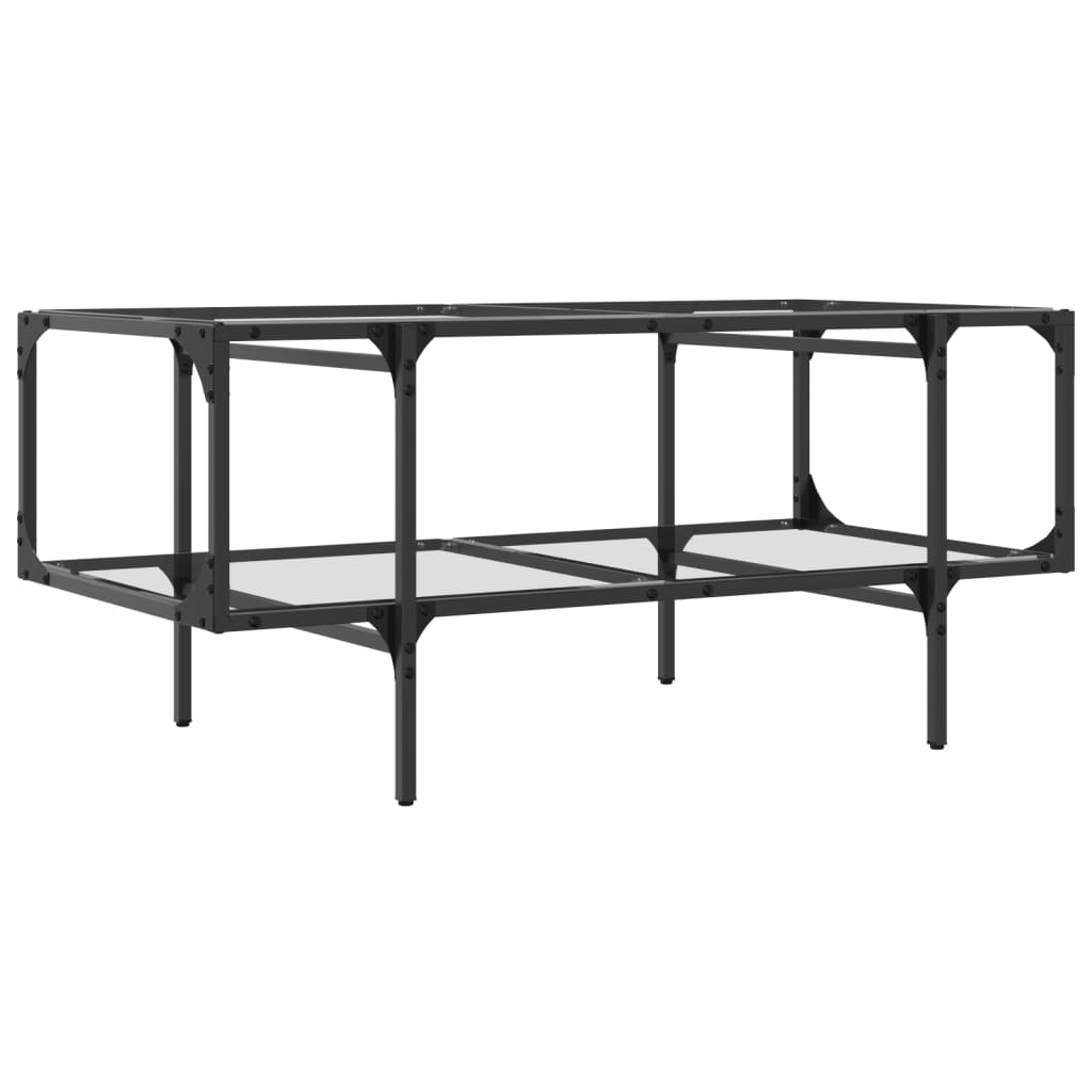 Table basse avec plateau en verre transparent 98,5x50x45 cm en acier