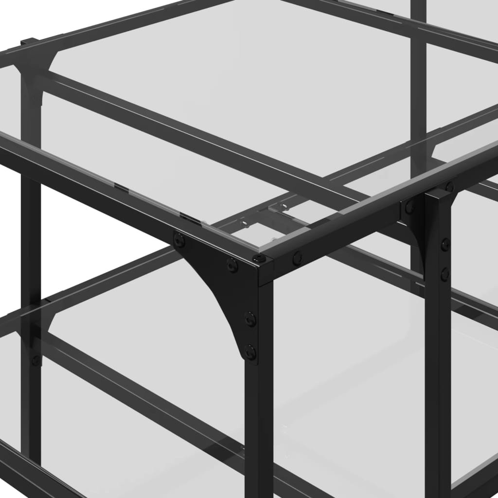 Table basse avec plateau en verre transparent 98,5x50x45 cm en acier