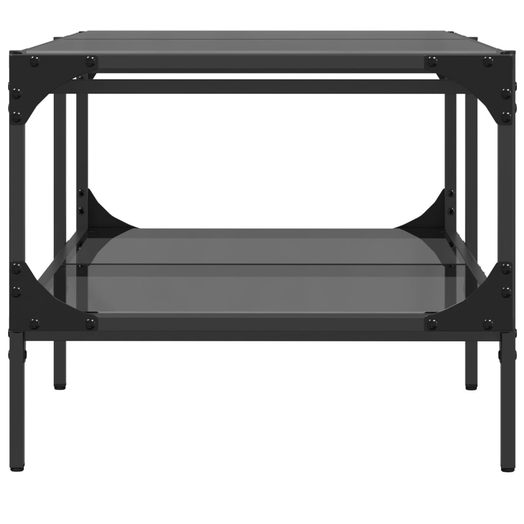 Table basse avec plateau en verre noir 98,5x50x45 cm acier