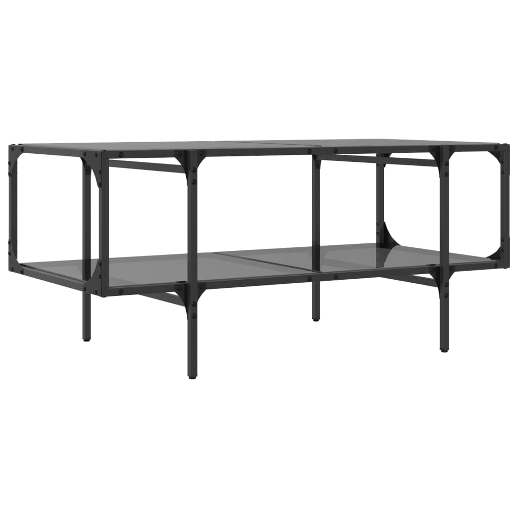 Table basse avec plateau en verre noir 98,5x50x45 cm acier