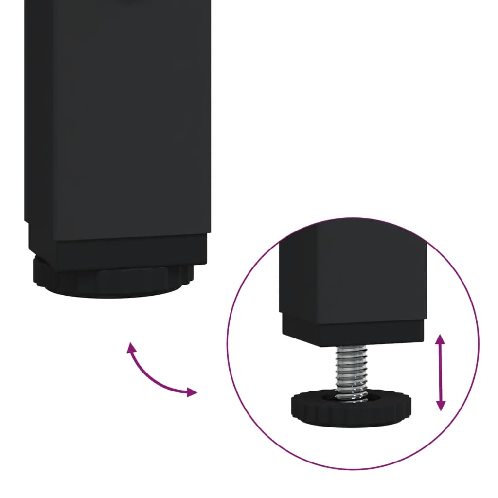 Table basse avec plateau en verre noir 98,5x50x45 cm acier
