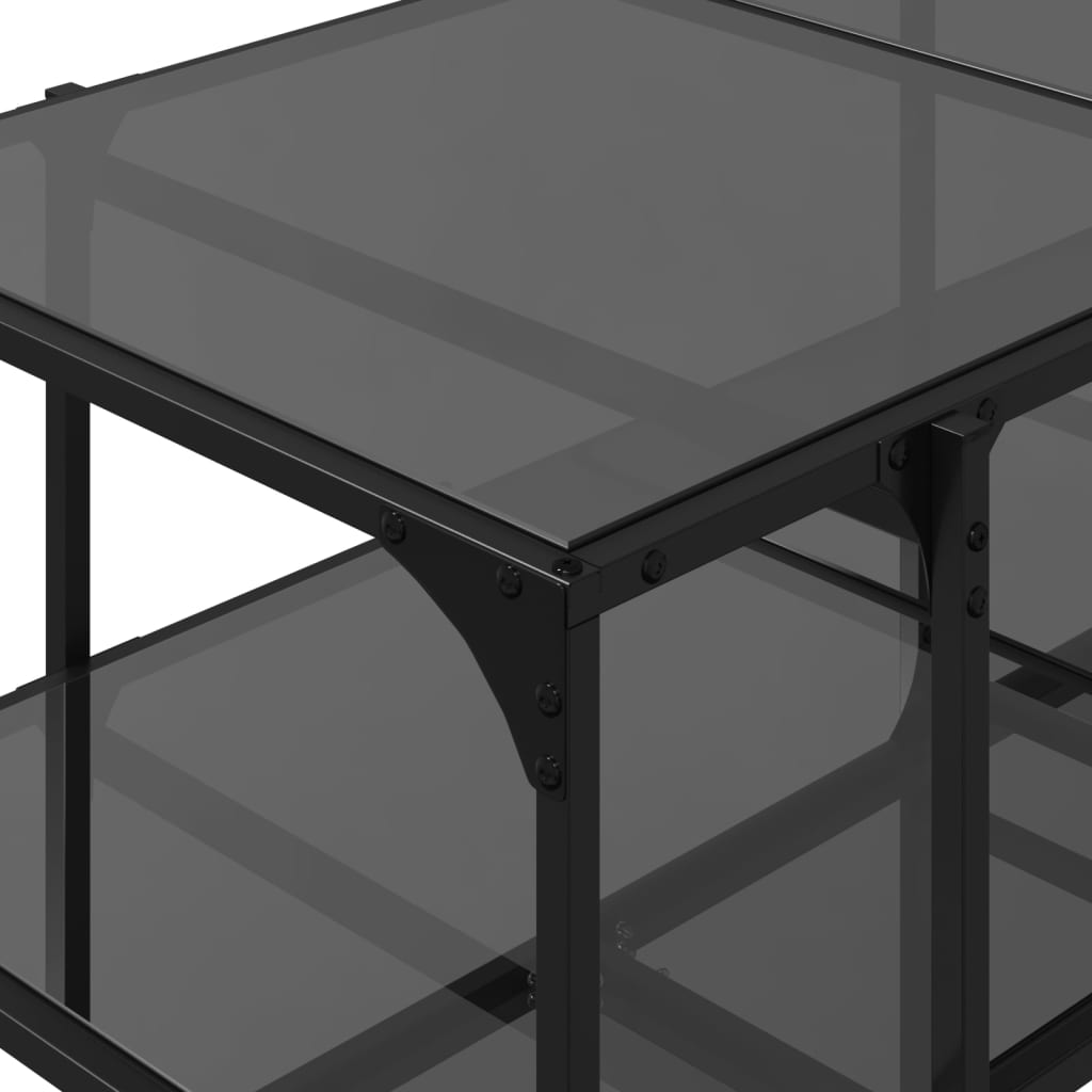 Table basse avec plateau en verre noir 98,5x50x45 cm acier