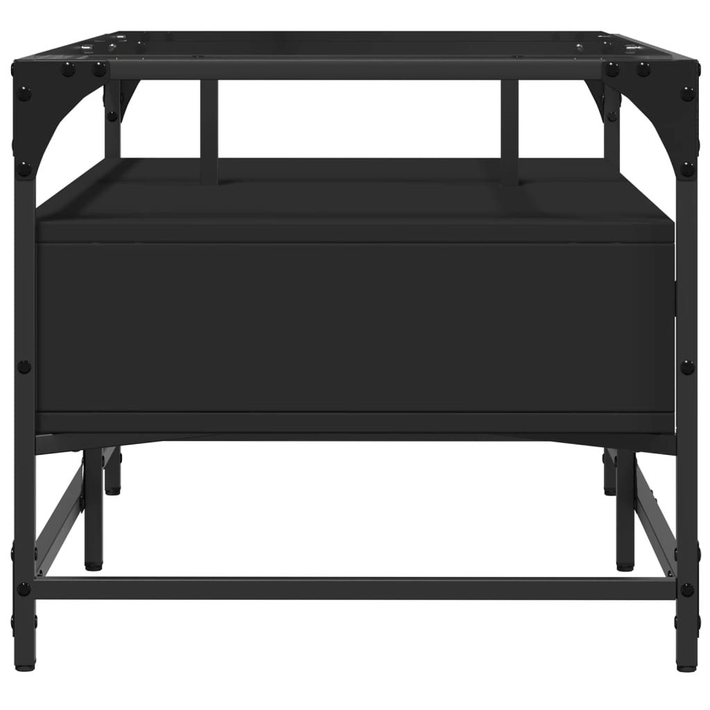 Table basse avec plateau en verre noir 98,5x50x45 cm acier