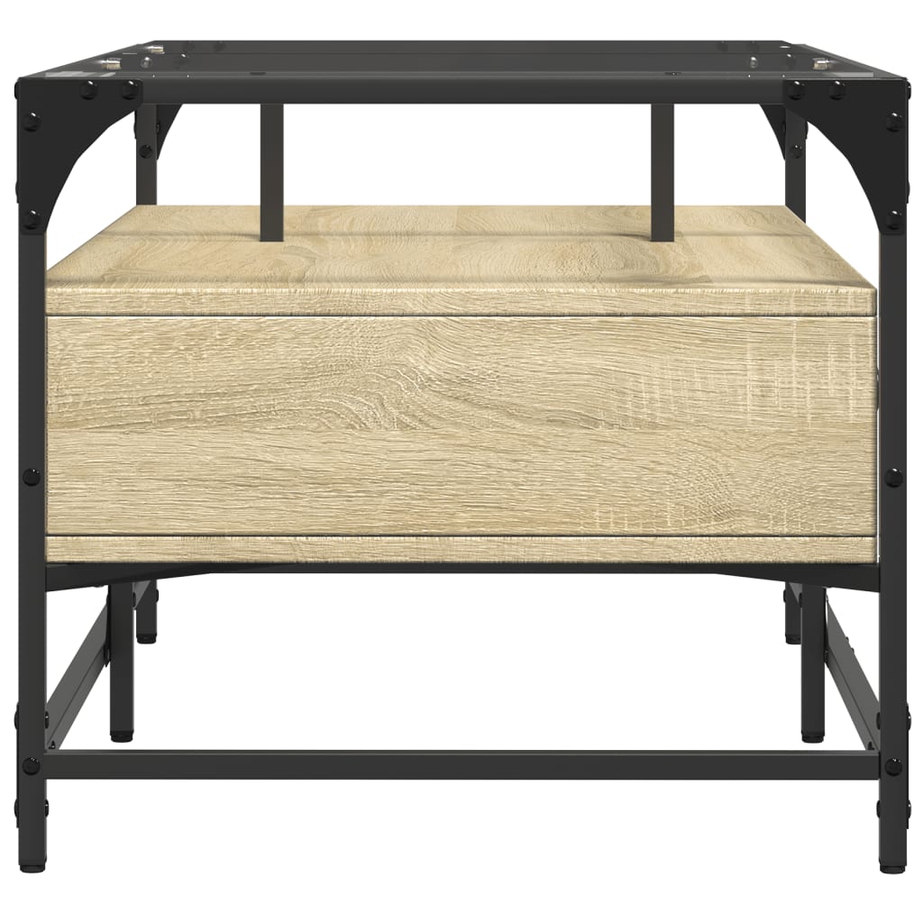 Table basse avec plateau en verre Chêne Sonoma 98,5x50x45 cm acier