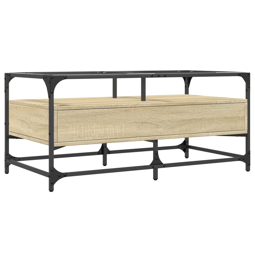 Table basse avec plateau en verre Chêne Sonoma 98,5x50x45 cm acier