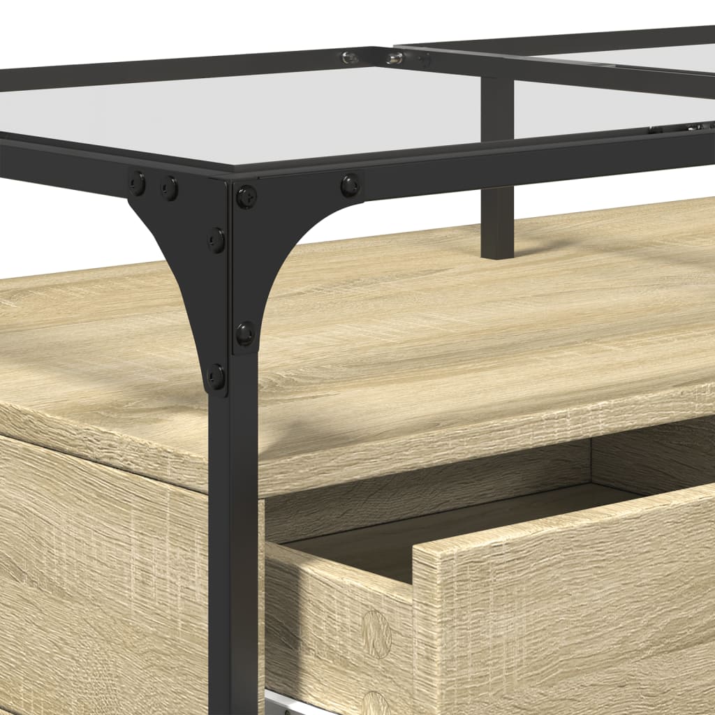 Table basse avec plateau en verre Chêne Sonoma 98,5x50x45 cm acier