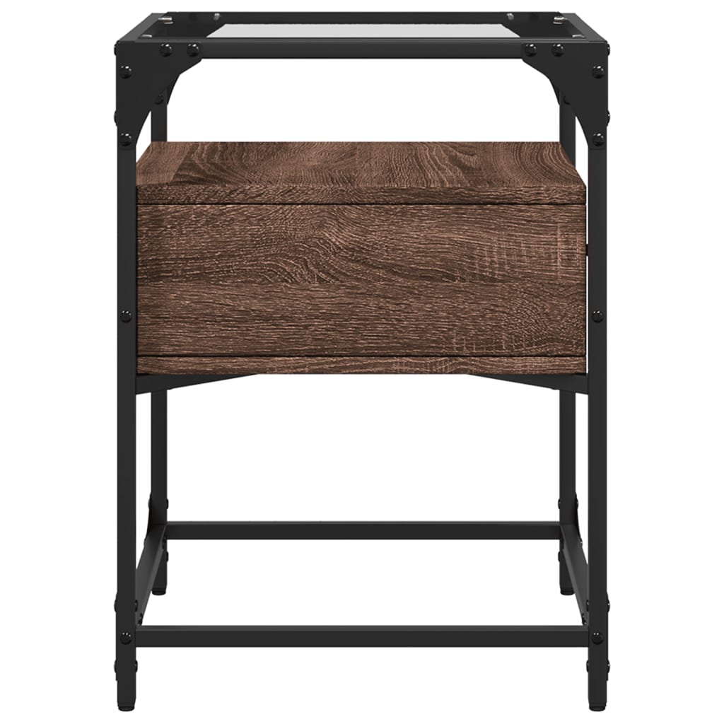 Table de chevet aspect chêne marron 40x40x55 cm en bois