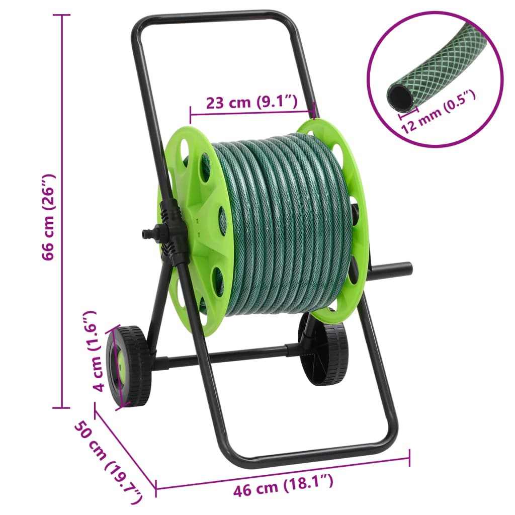 Schlauchwagen mit 30 m Schlauch PVC Grün