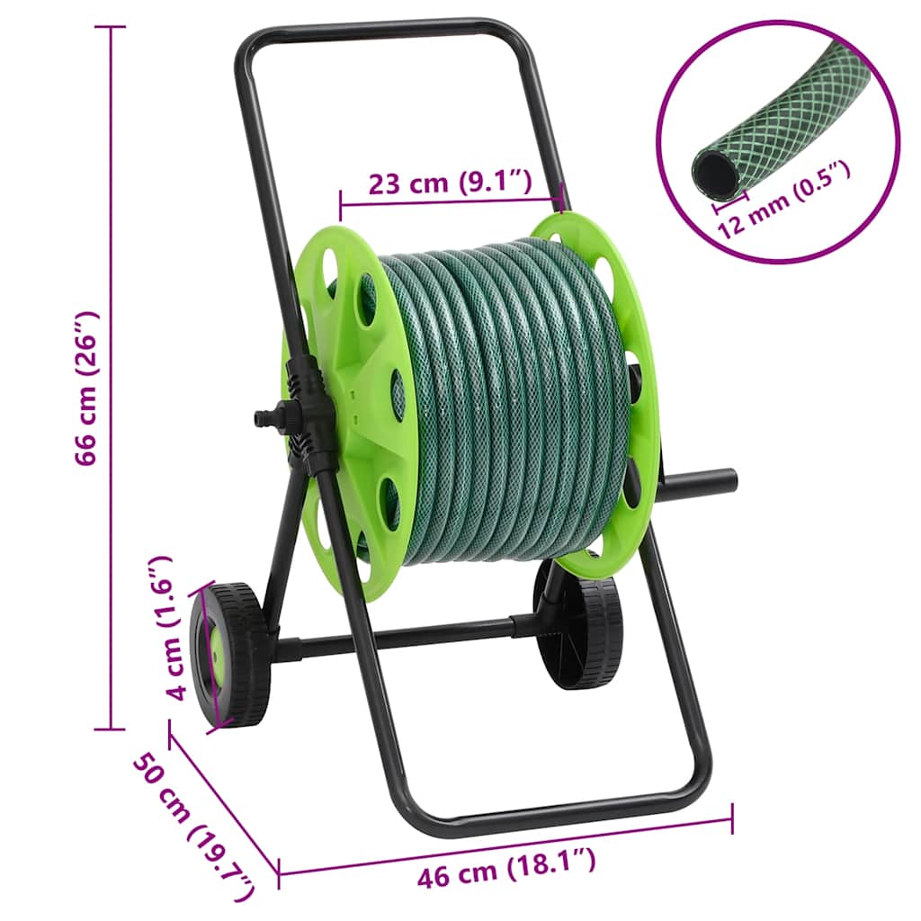 Schlauchwagen mit Schlauchanschluss-Set 0,5" 50 m PVC Grün